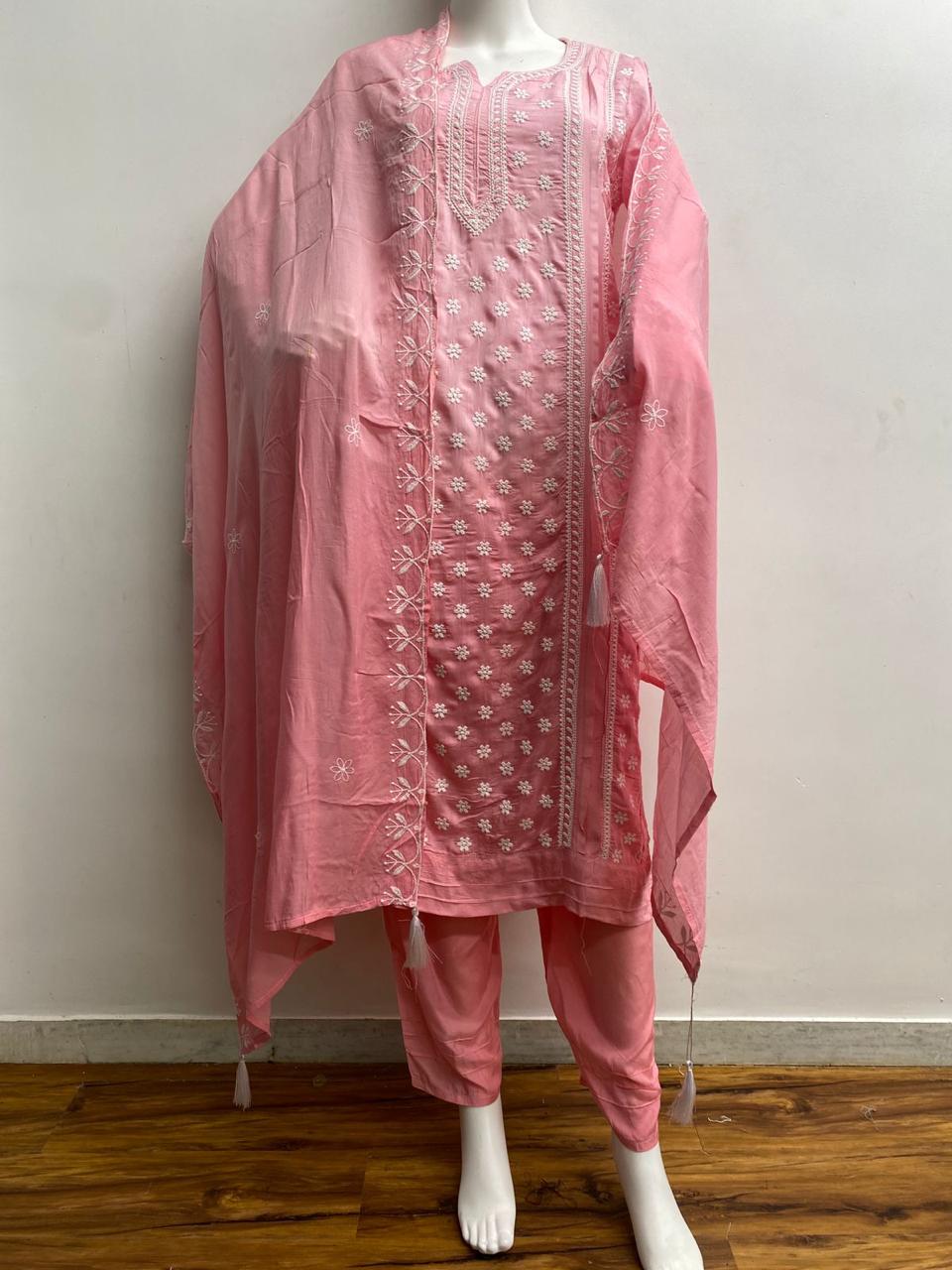 PINK MUSLIN READYMADE SUIT