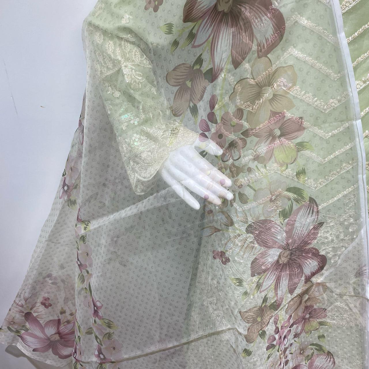 LIGHT GREEN ORGANZA READYMADE SUIT