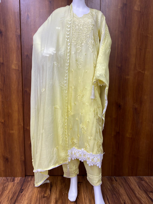 YELLOW MUSLIN READYMADE SUIT