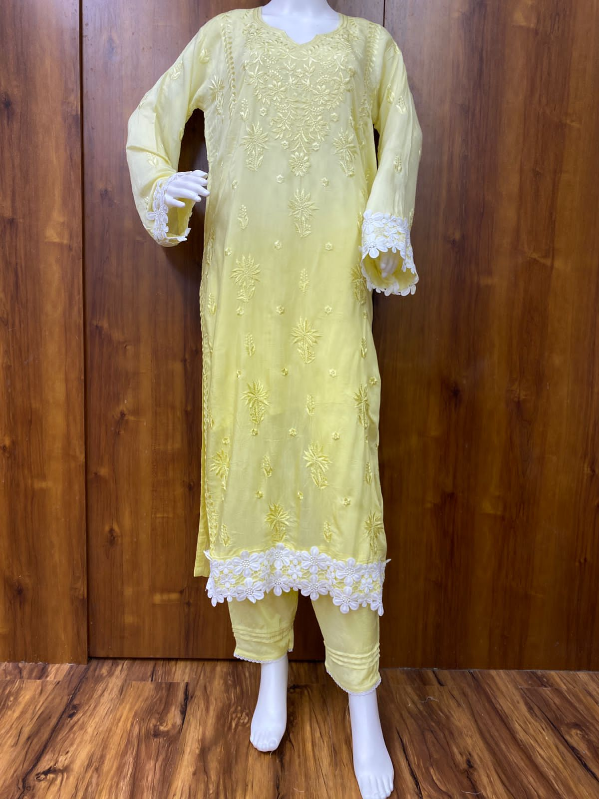 YELLOW MUSLIN READYMADE SUIT