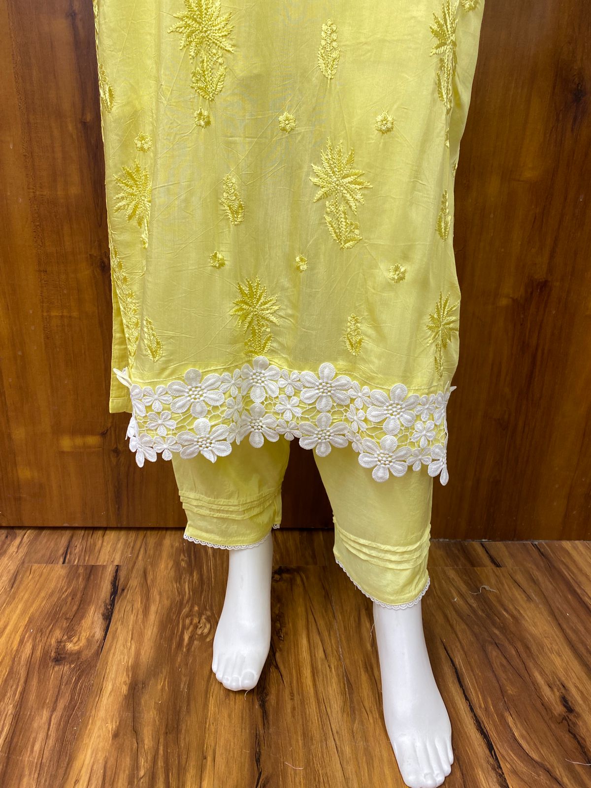 YELLOW MUSLIN READYMADE SUIT