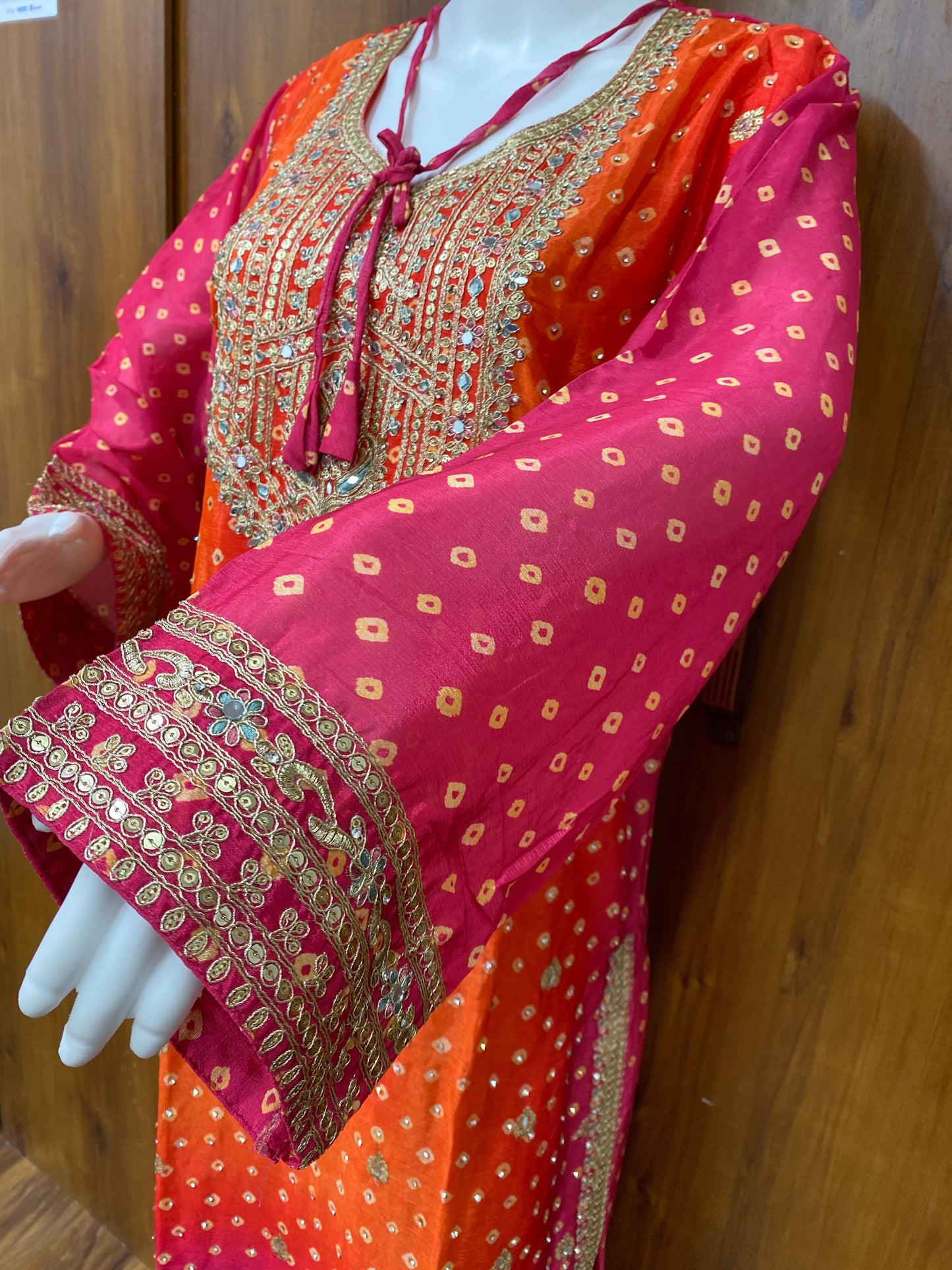 PINK SHADED CHINNON SILK READYMADE SUIT 976