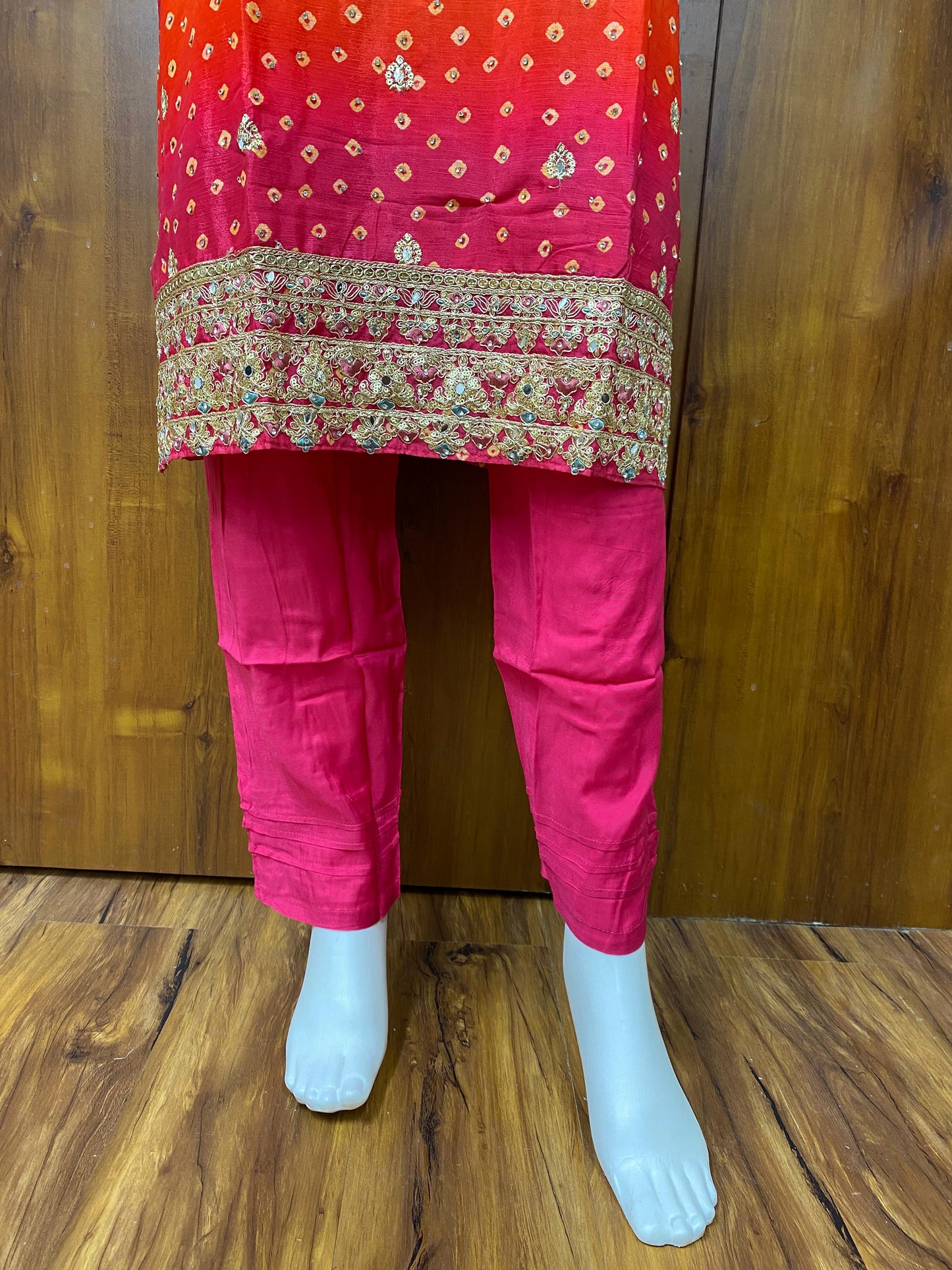 PINK SHADED CHINNON SILK READYMADE SUIT 976