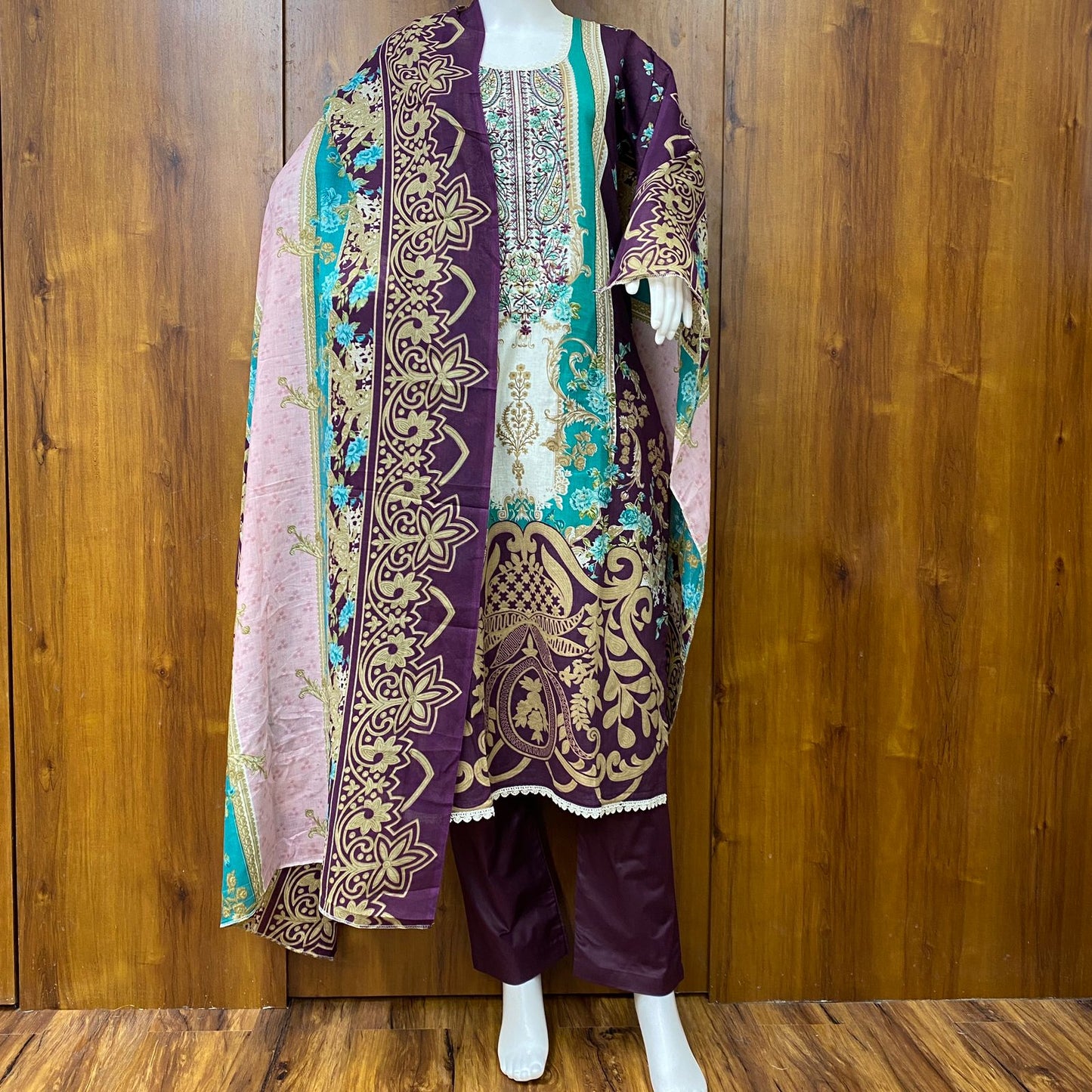 RIAZ PURPLE  READYMADE COTTON SUIT