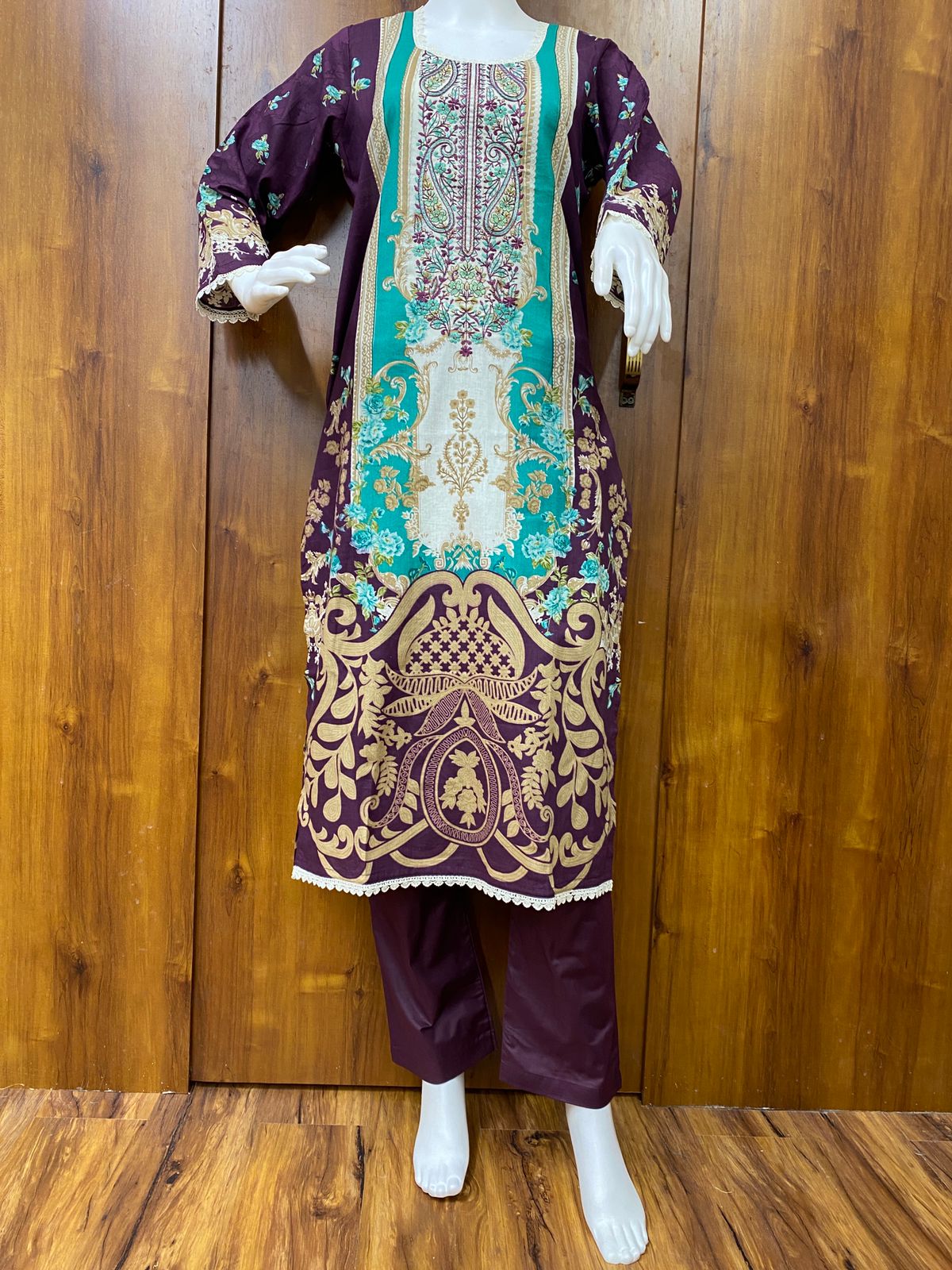 RIAZ PURPLE  READYMADE COTTON SUIT