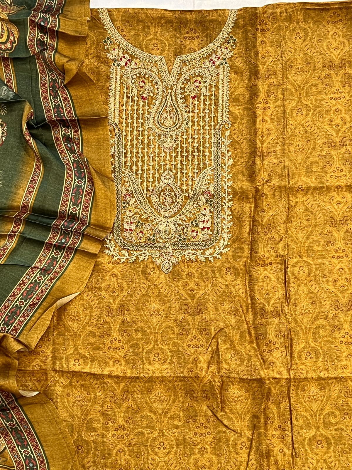 YELLOW SHENAAZ PURE SILK EMBROIDERY SUIT