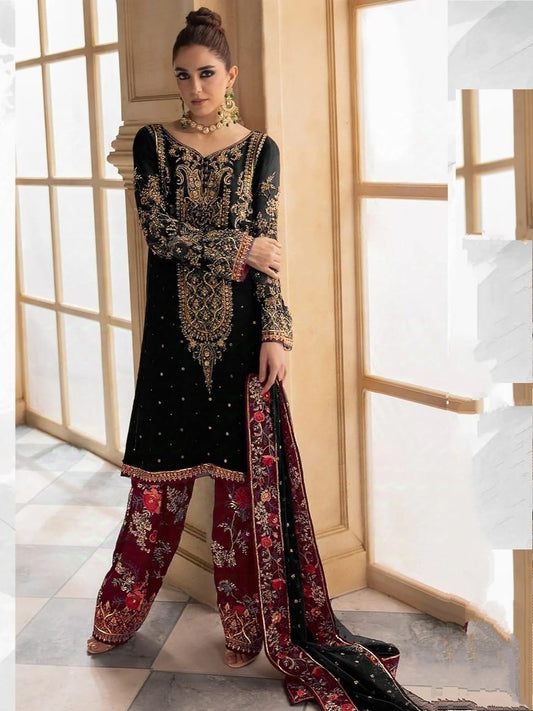 BLACK VELVET EMBROIDERY SUIT 17040