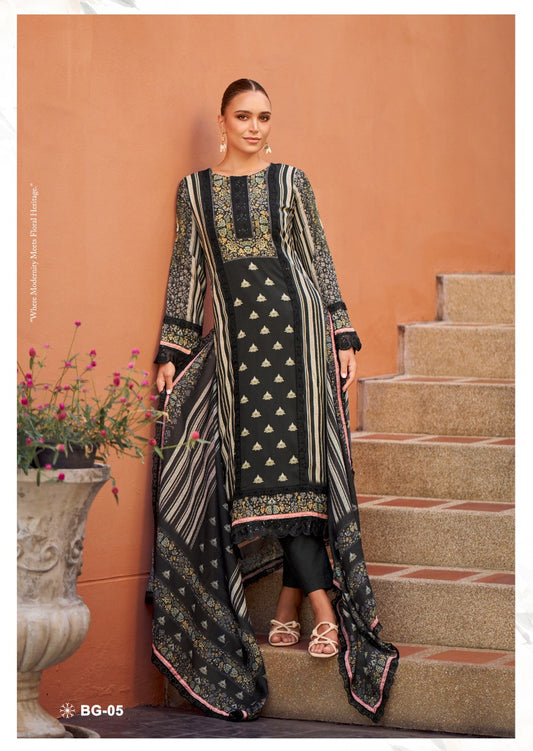 BLACK BAGH COTTON SATIN EMBROIDERY SUIT