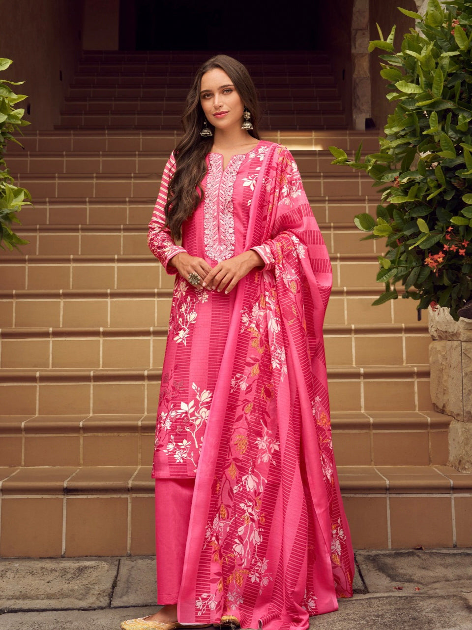 PINK AVATARA COTTON EMBROIDERY SUIT