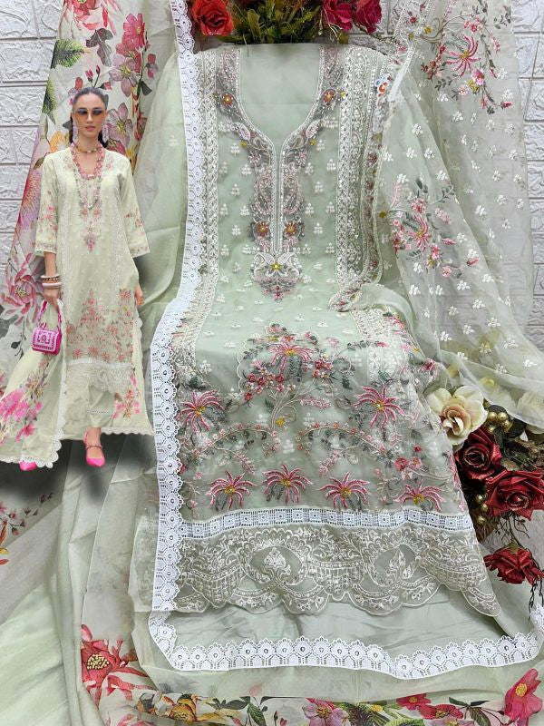 PISTA GREEN ORGANZA EMBROIDERY SUIT 1962 Q