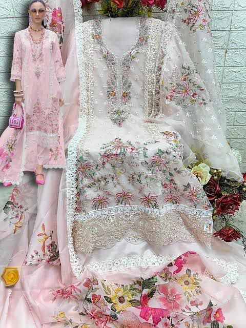 PINK ORGANZA EMBROIDERY SUIT 1962