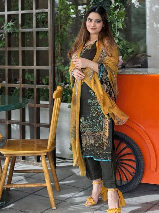 HARSHA BLACK COTTON PATCH SUIT