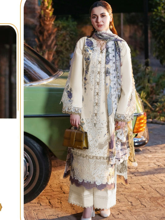 WHITE HANIA LAWN COTTON EMBROIDERY SUIT