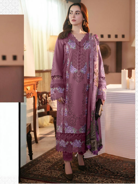 MAROON HANIA LAWN COTTON EMBROIDERY SUIT