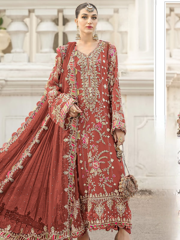 NOOR -E-CHIFFON RUST READYMADE SUIT 3