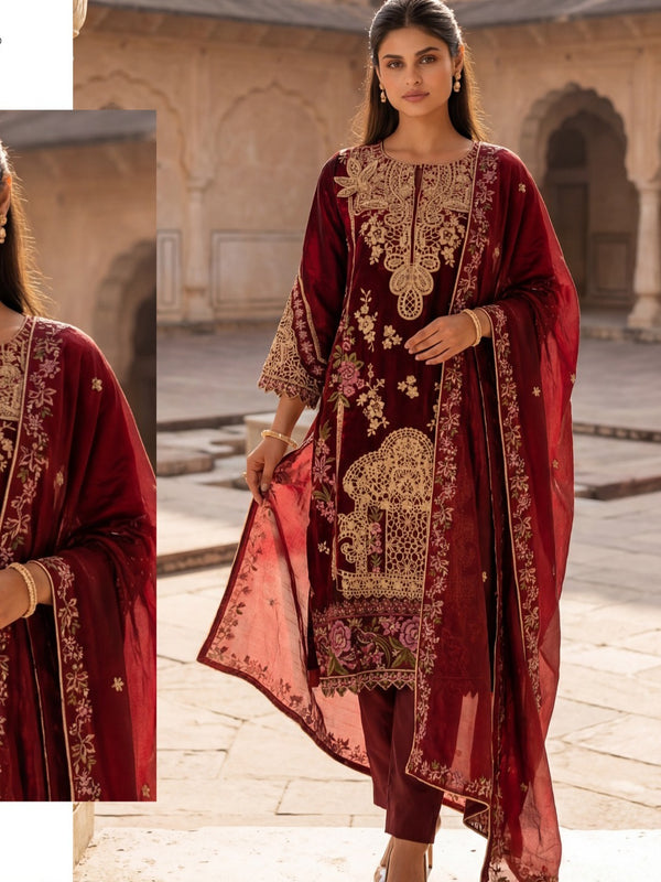 GLASS ORGANZA EMBROIDERY SUIT 4 Q