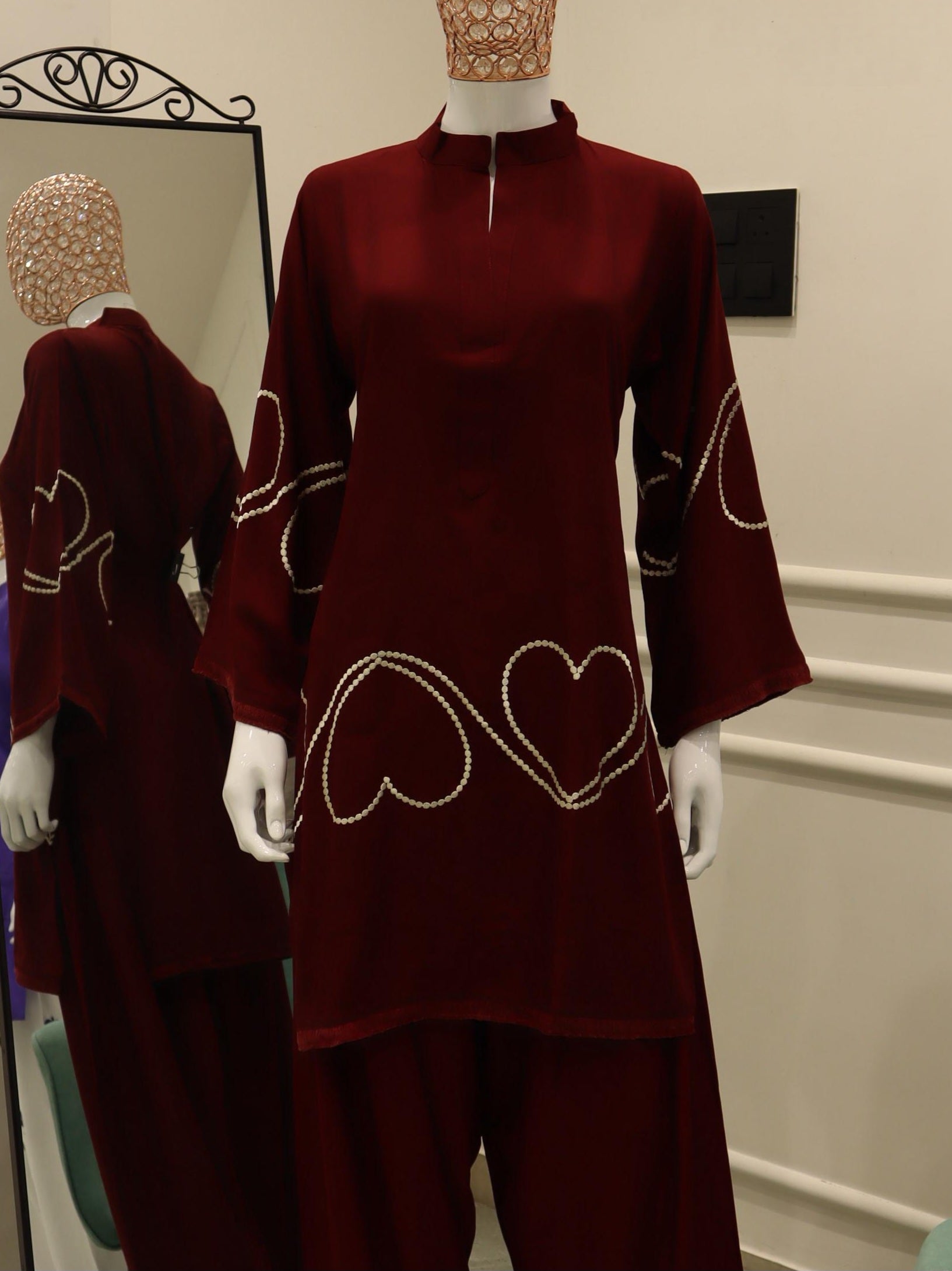 HEART MAROON FARSHI READYMADE SUIT 2 R