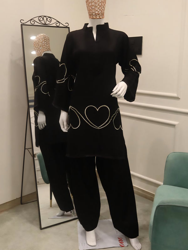 HEART BLACK FARSHI READYMADE SUIT 3 R
