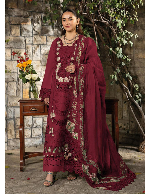 YUMNA MAROON COTTON  EMBROIDERY SUIT Q