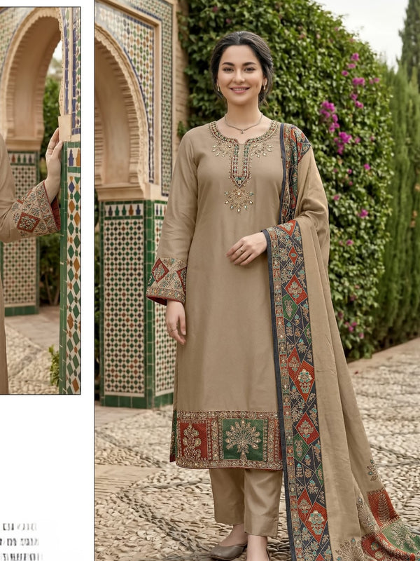 MUSLIN HAND EMBROIDERY SUIT 2353 R