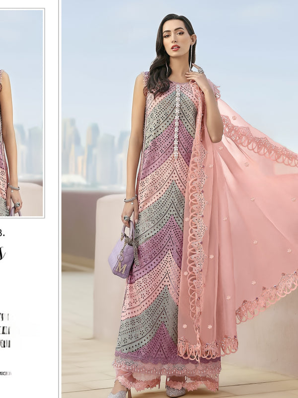 MARIA B CHIFFON EMBROIDERY SUIT 2 Q