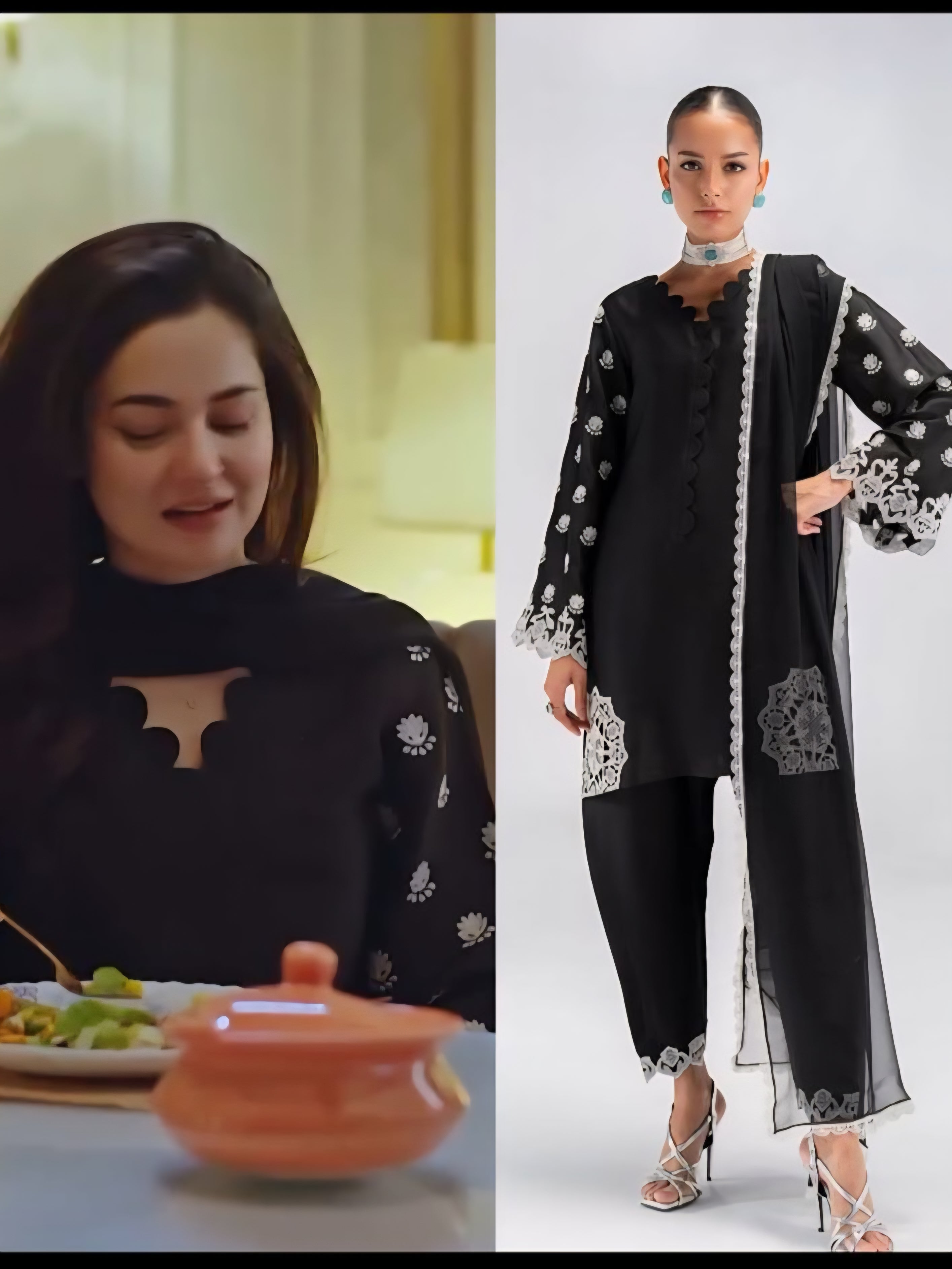 BLACK HANIA LAWN EMBROIDERY SUIT 7001 Q
