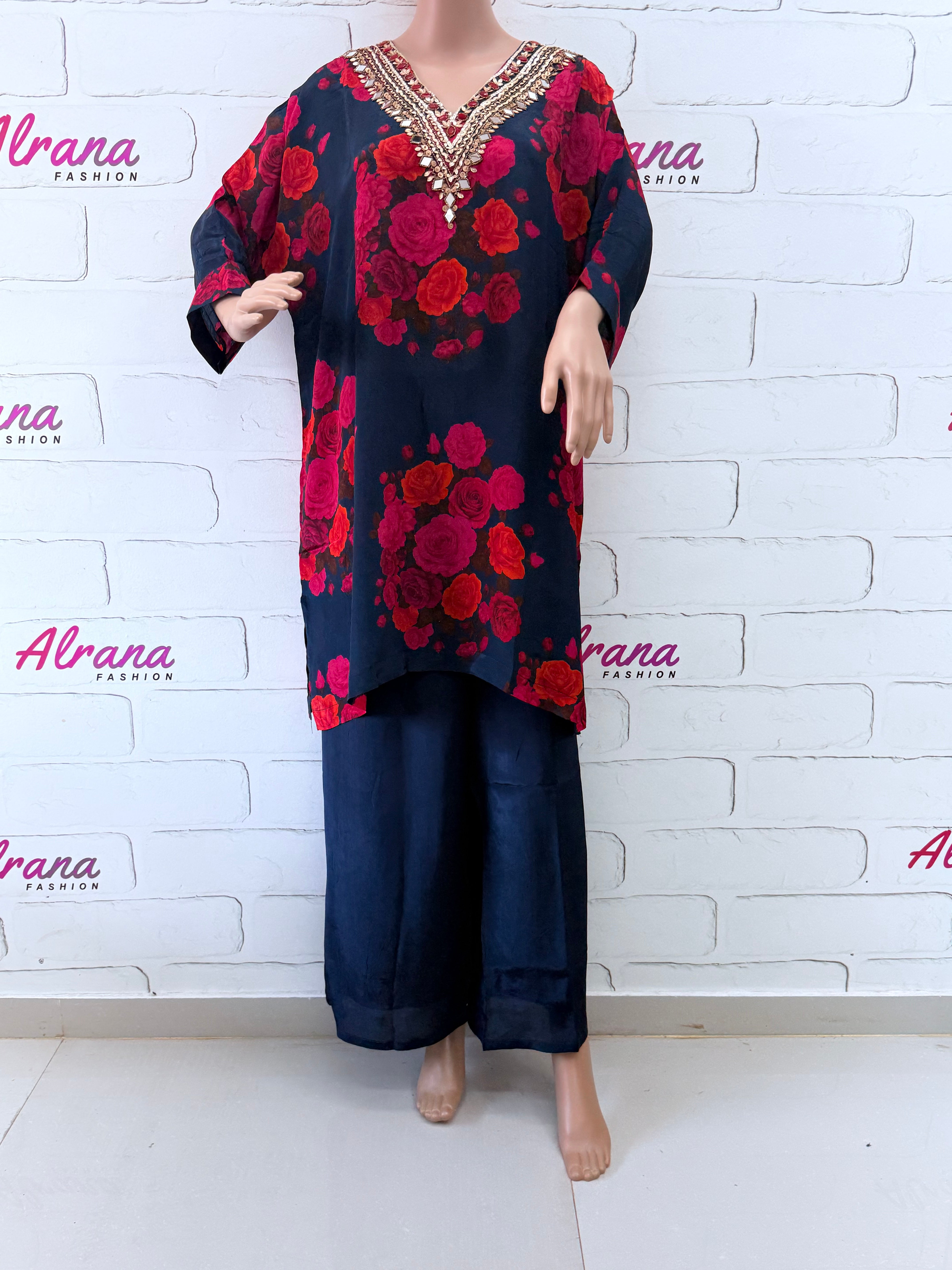 NAQSH CREPE CO-0RD SET  2 Q