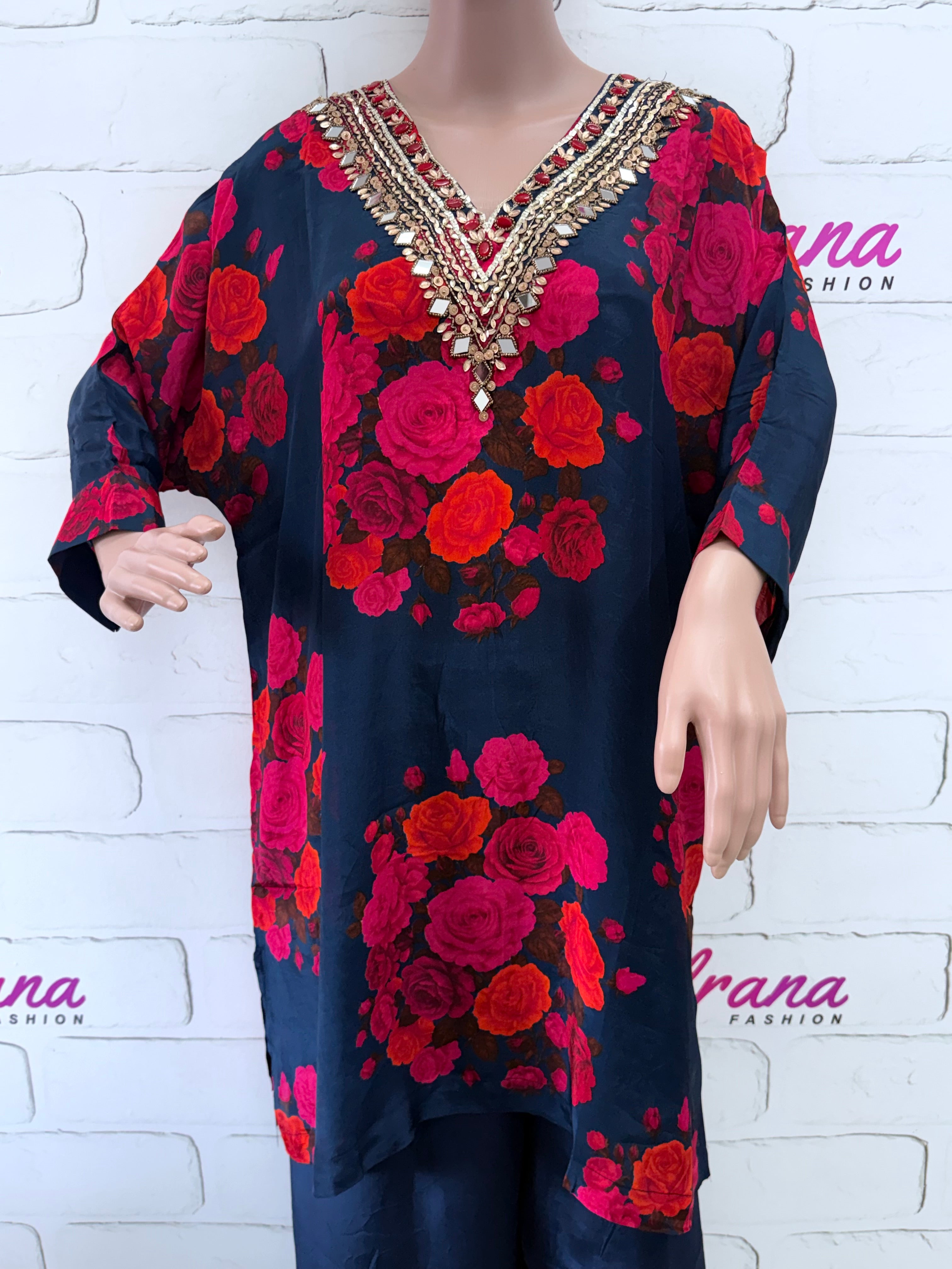 NAQSH CREPE CO-0RD SET  2 Q