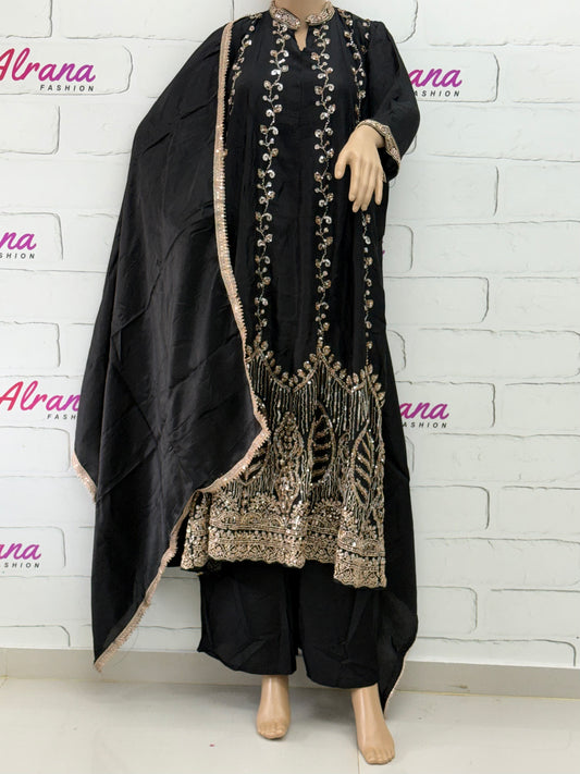 PARO BLACK HANDWORK FROCK 104