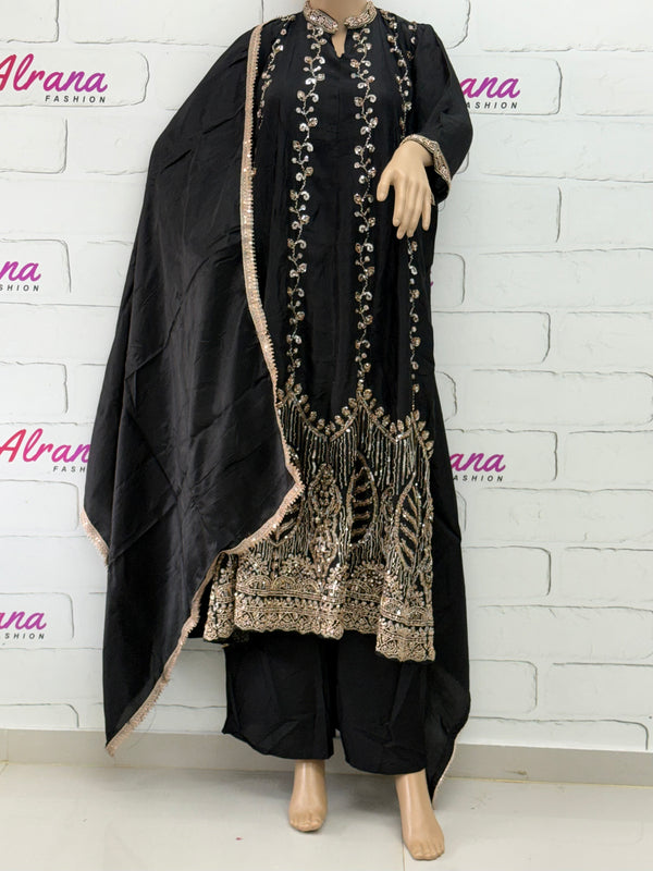PARO BLACK HANDWORK FROCK 104 Q