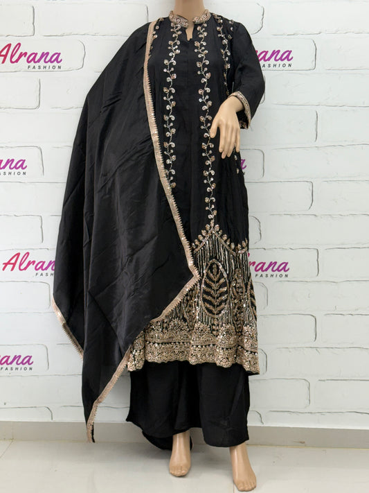 PARO BLACK HANDWORK FROCK 104