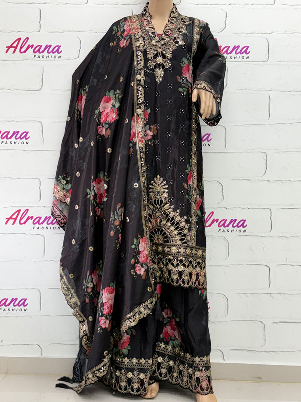 CHINNON SILK READYMADE EMBROIDERY SUIT 977