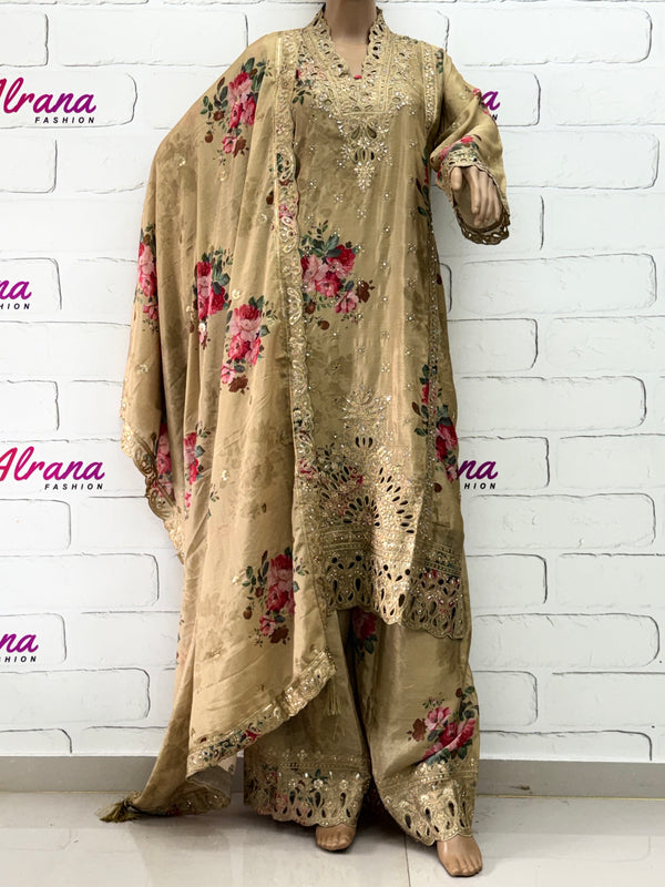 CHINNON SILK READYMADE EMBROIDERY SUIT 977