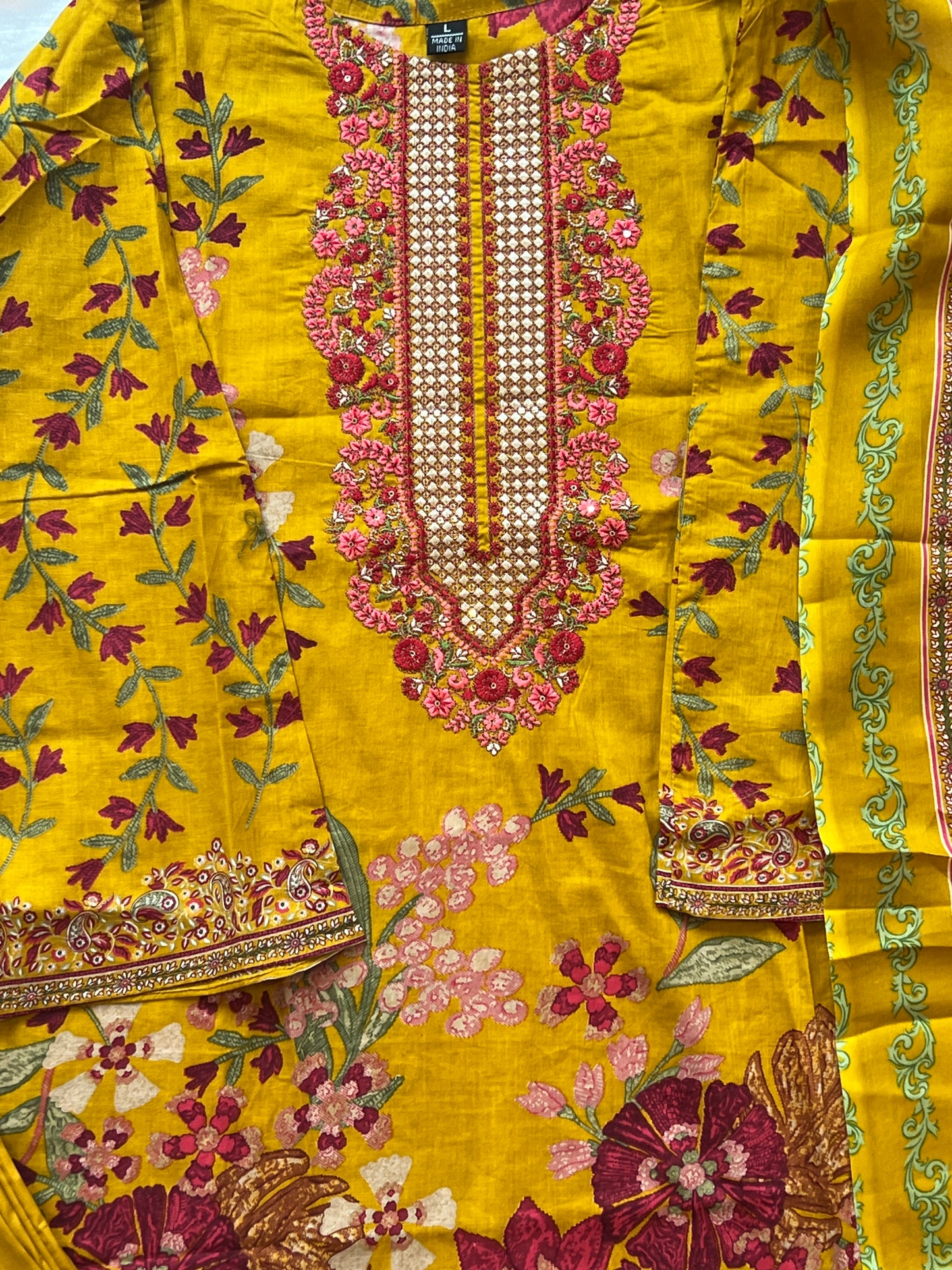 CASMERE MUSTERED COTTON EMBROIDERY READYMADE SUIT 6 Q