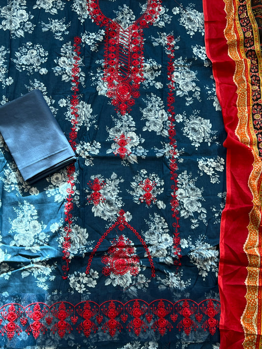 FLORA COTTON EMBROIDERY SUIT 1