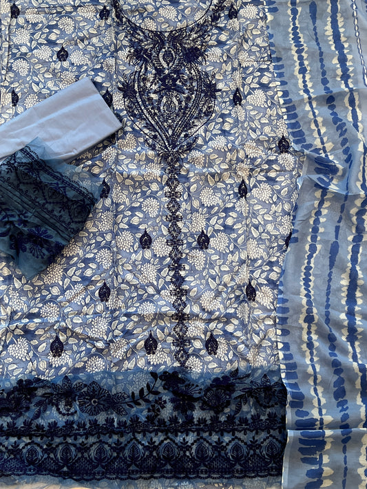 OMBRE CHIKANKARI PATCH  SUIT 3