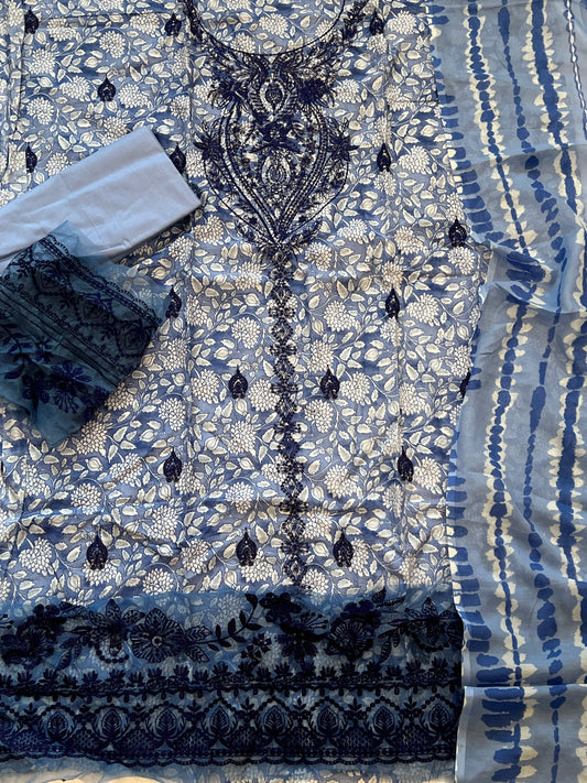 OMBRE CHIKANKARI PATCH  SUIT 3