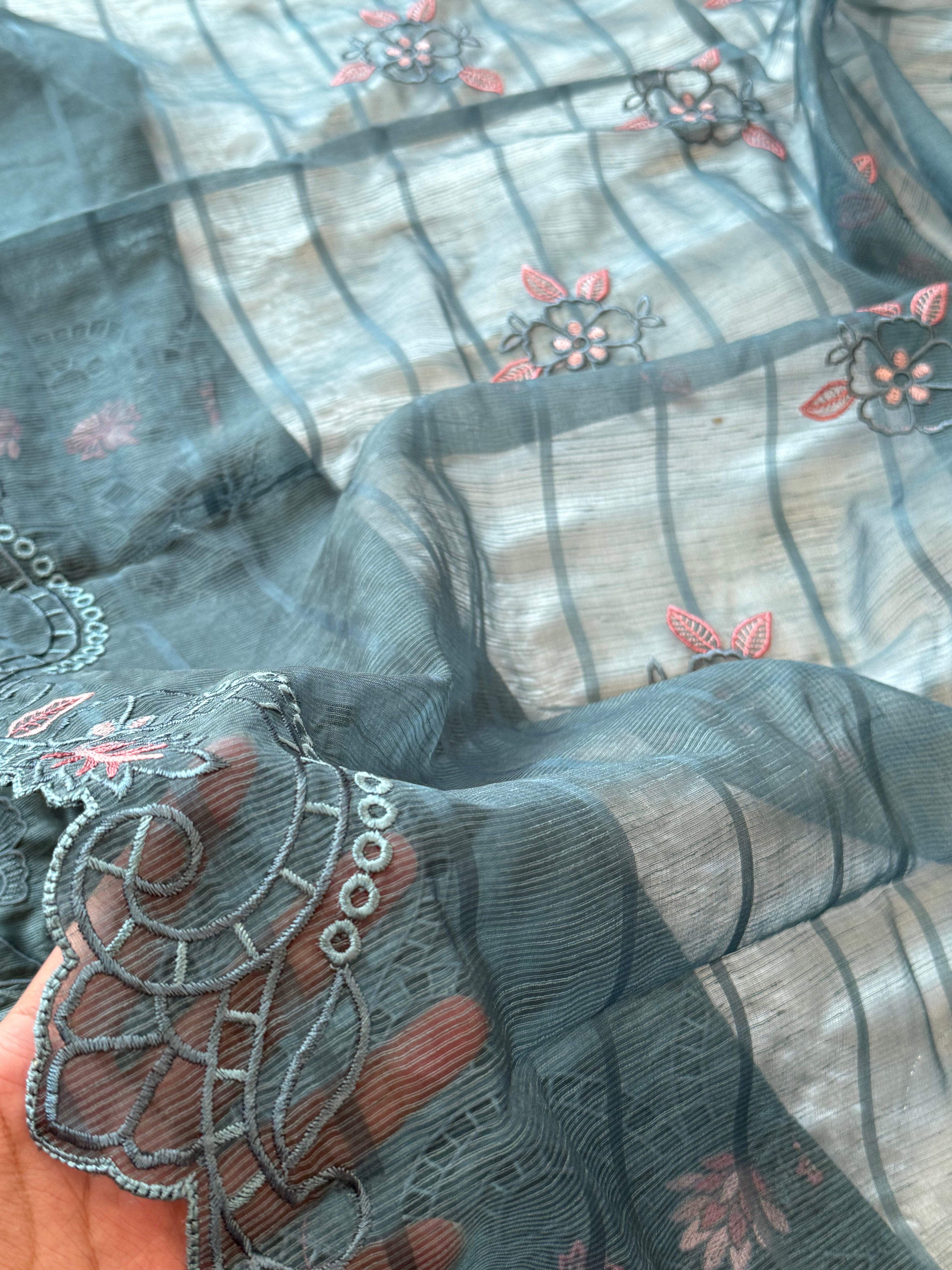 MUSLIN CUTWORK EMBROIDERY READYMADE SUIT