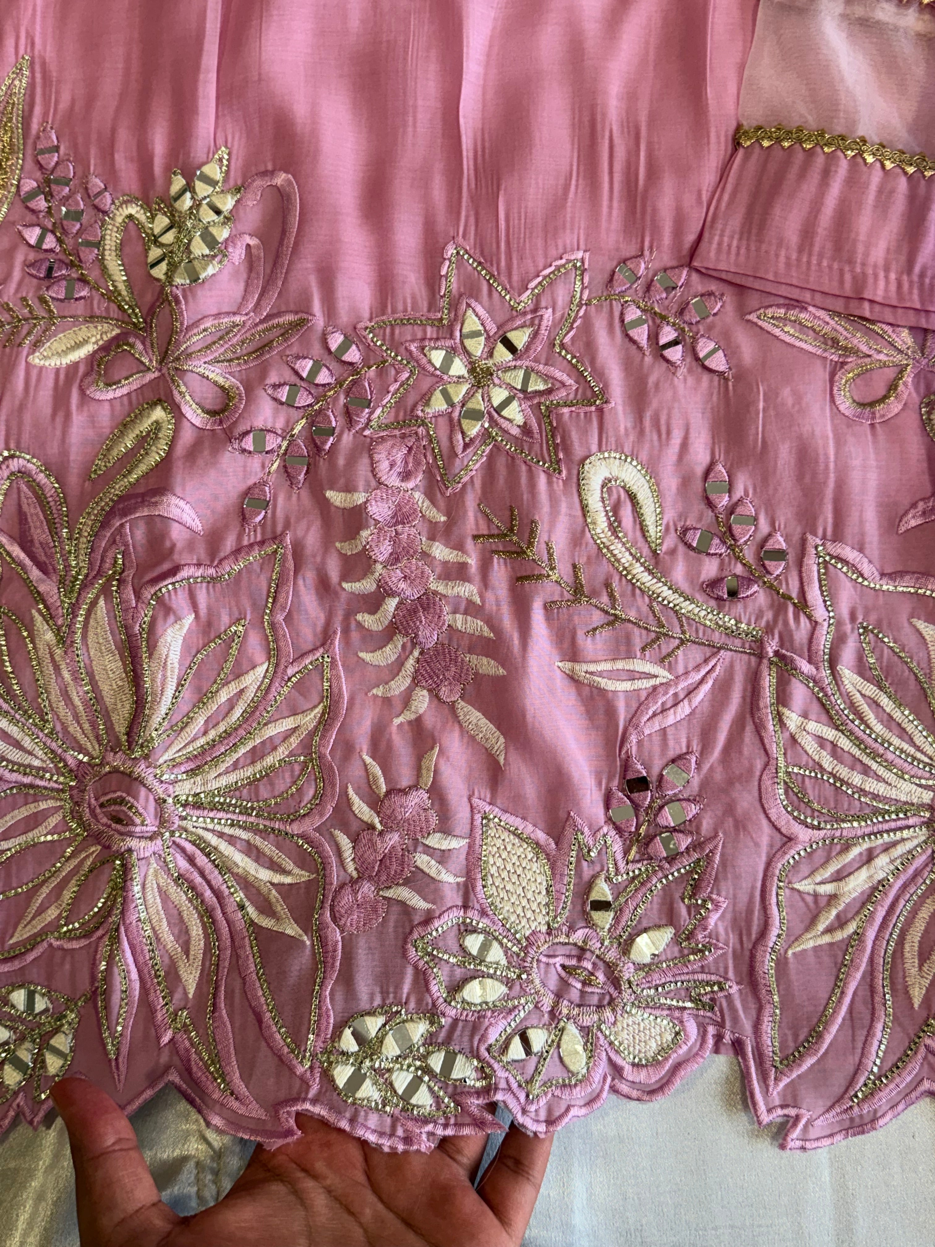 PINK MUSLIN FARSHI SHALWAR SUIT