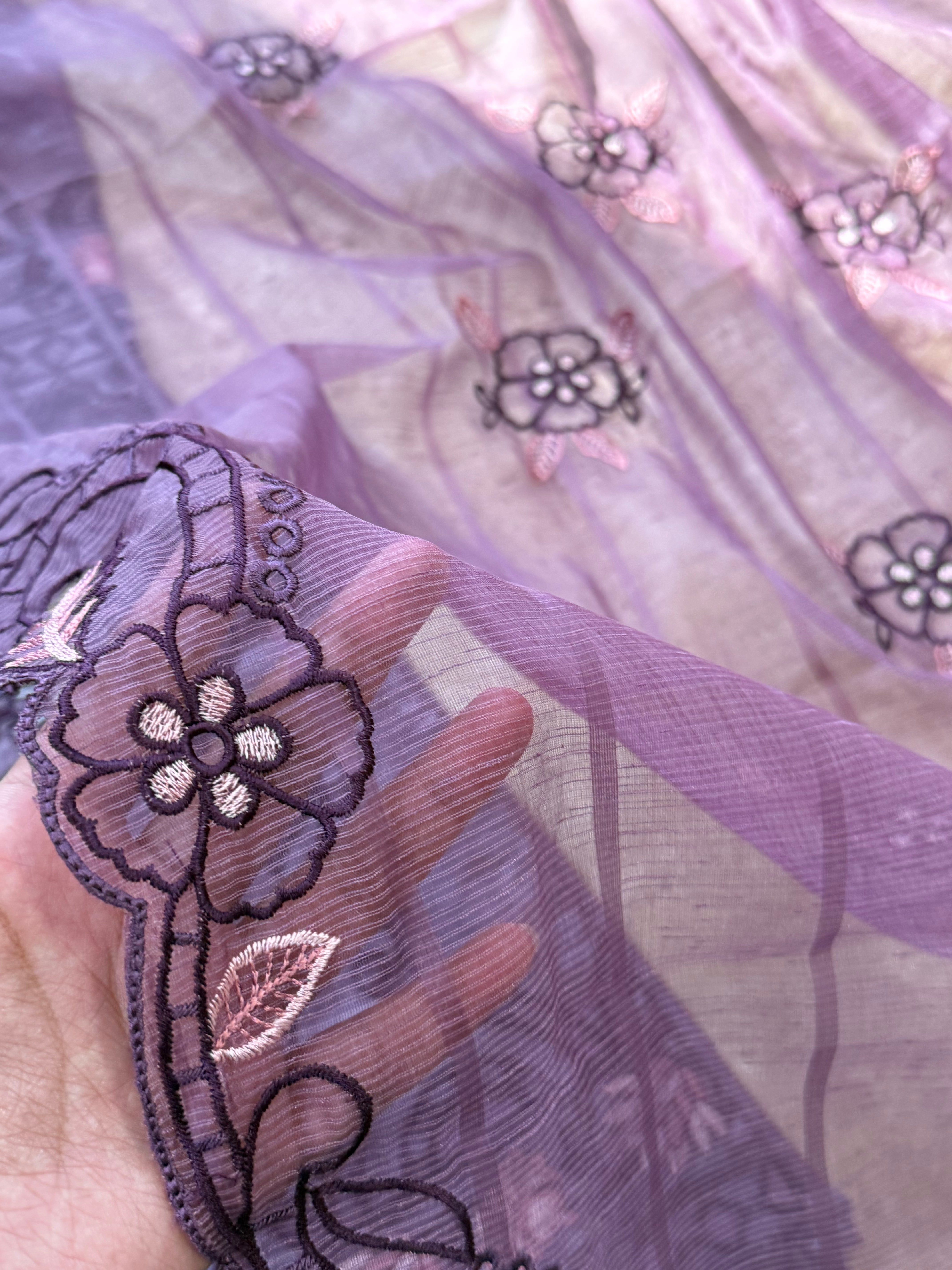 MUSLIN CUTWORK EMBROIDERY READYMADE SUIT Q