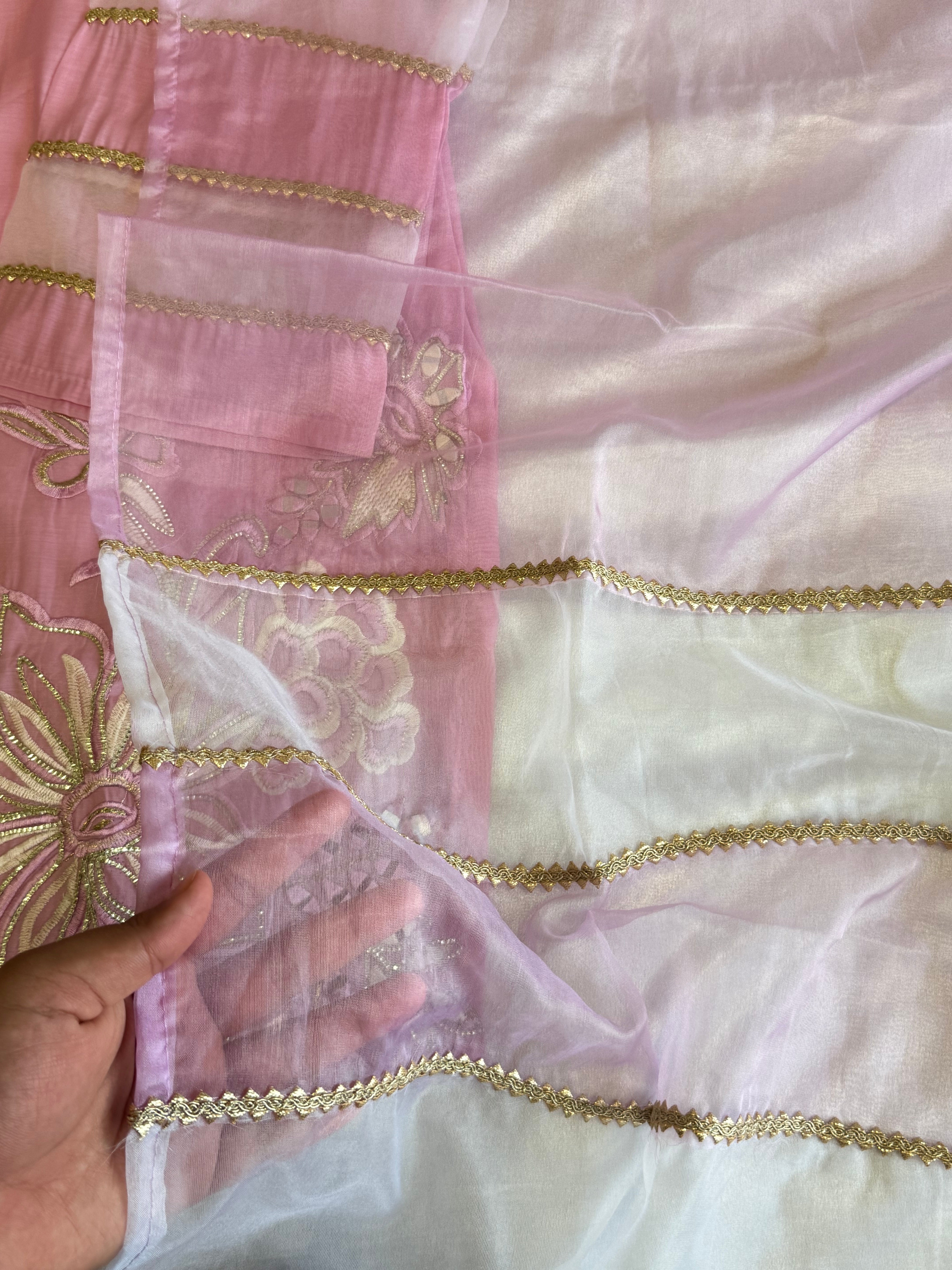 PINK MUSLIN FARSHI SHALWAR SUIT