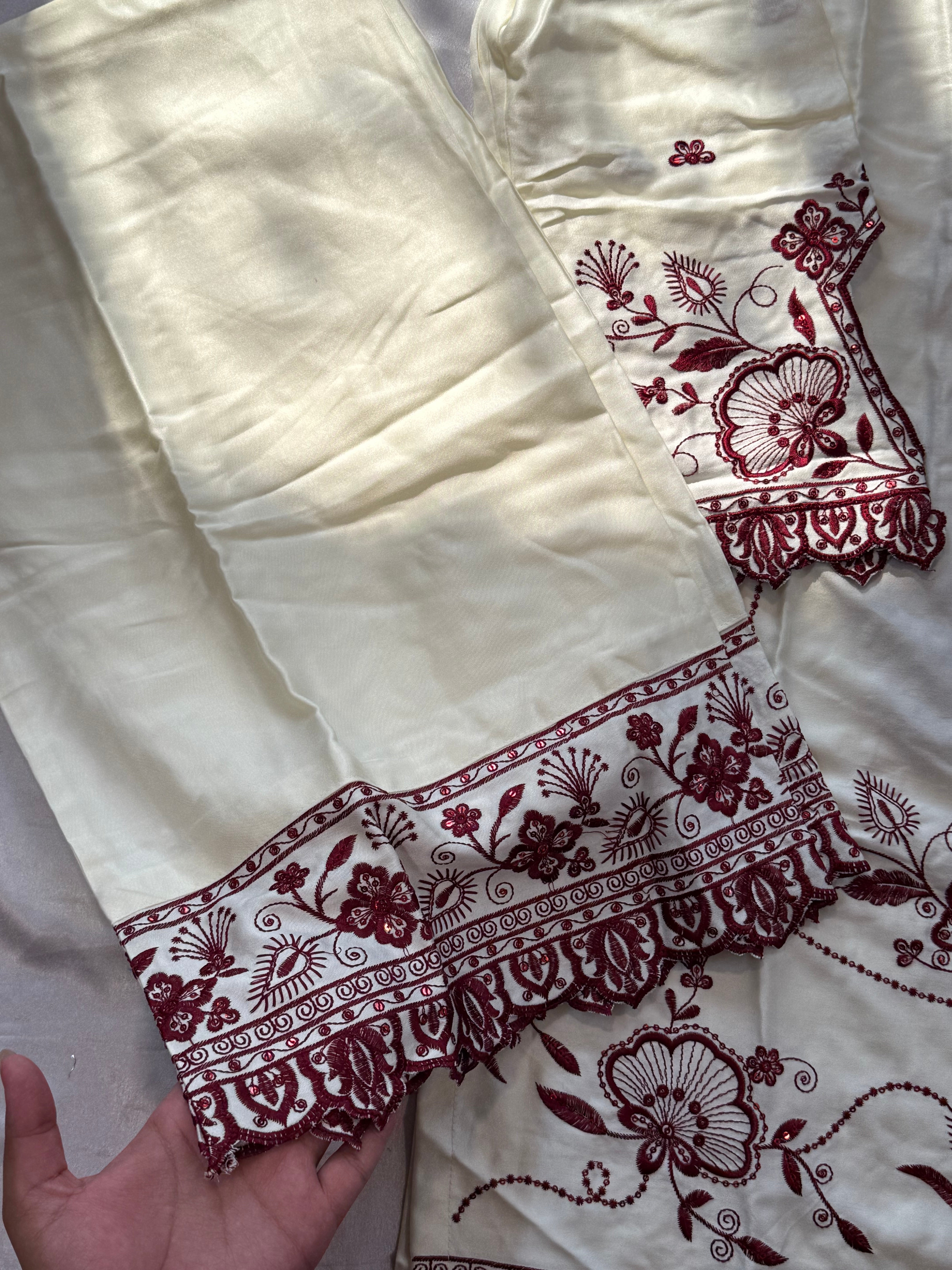 OFF WHITE EMBROIDERY READYMADE SUIT