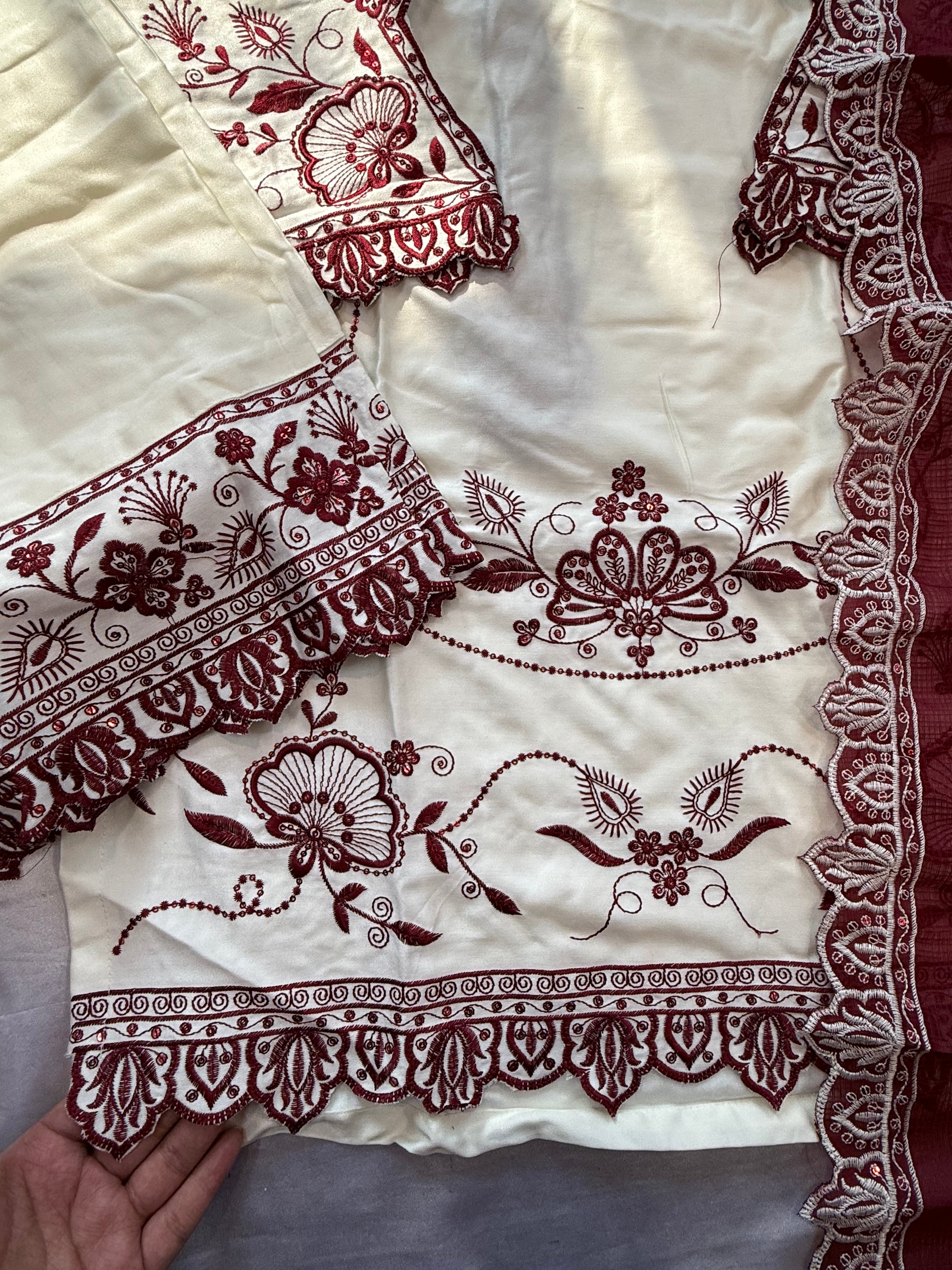 OFF WHITE EMBROIDERY READYMADE SUIT