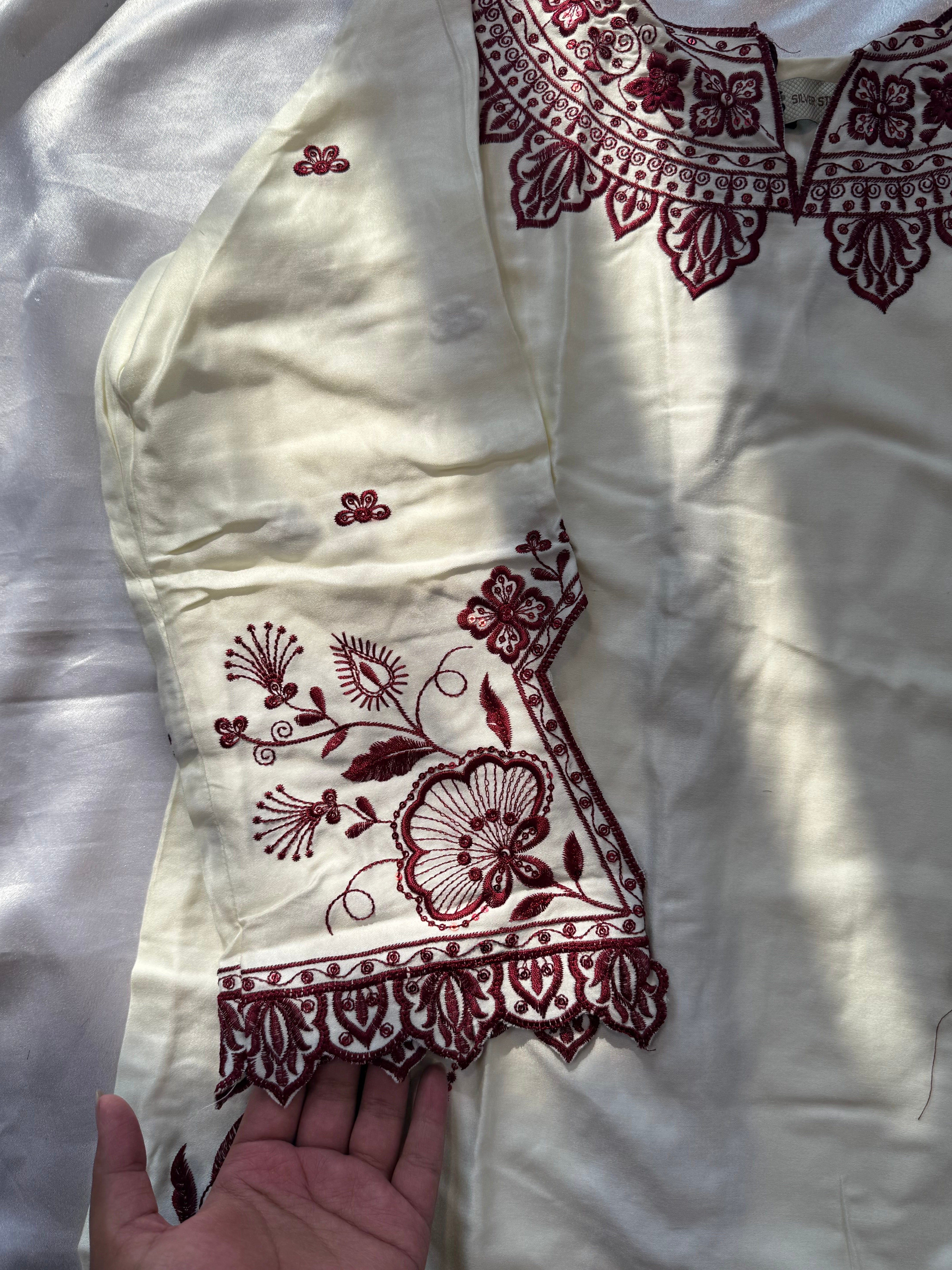 OFF WHITE EMBROIDERY READYMADE SUIT