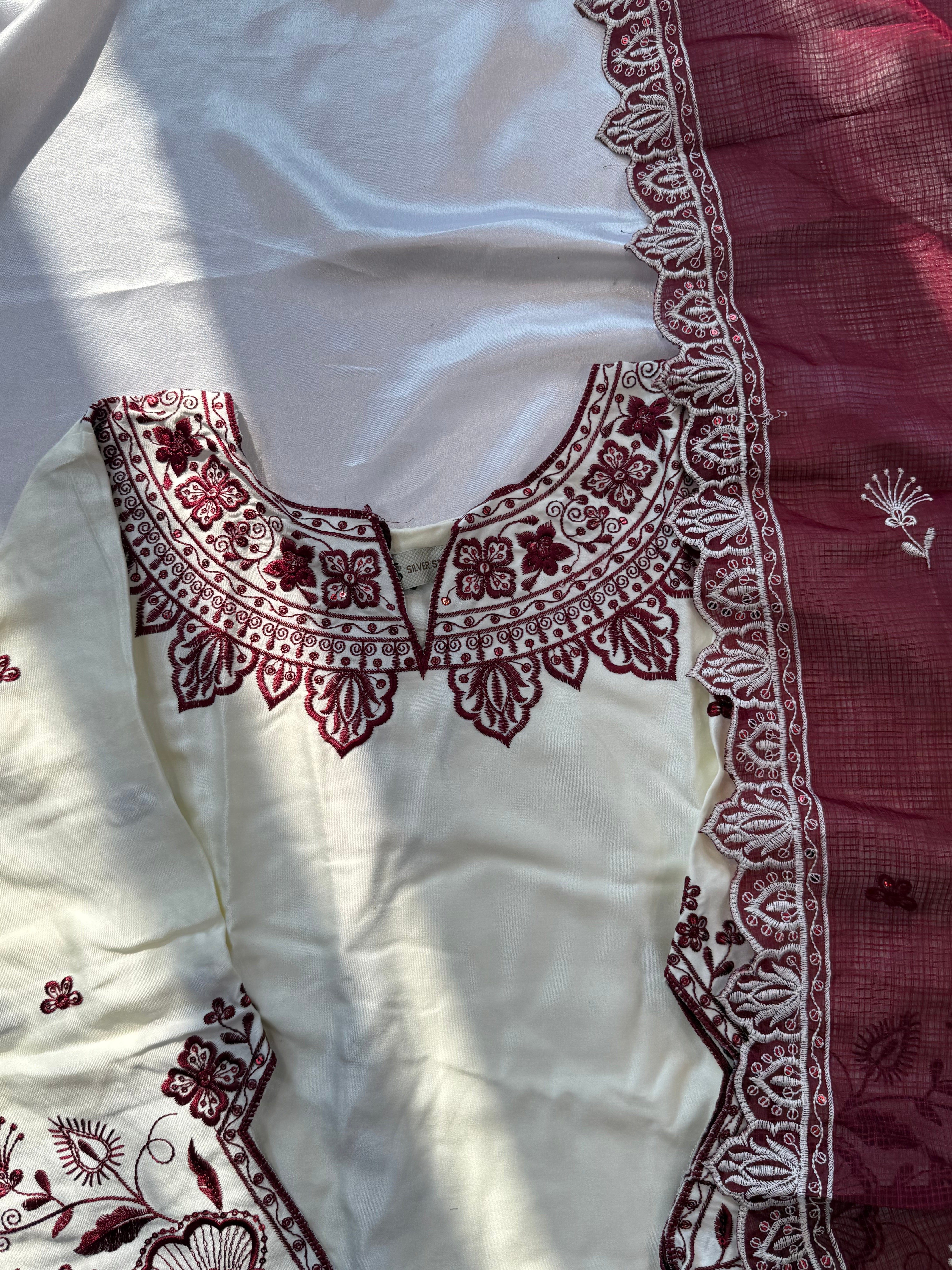 OFF WHITE EMBROIDERY READYMADE SUIT