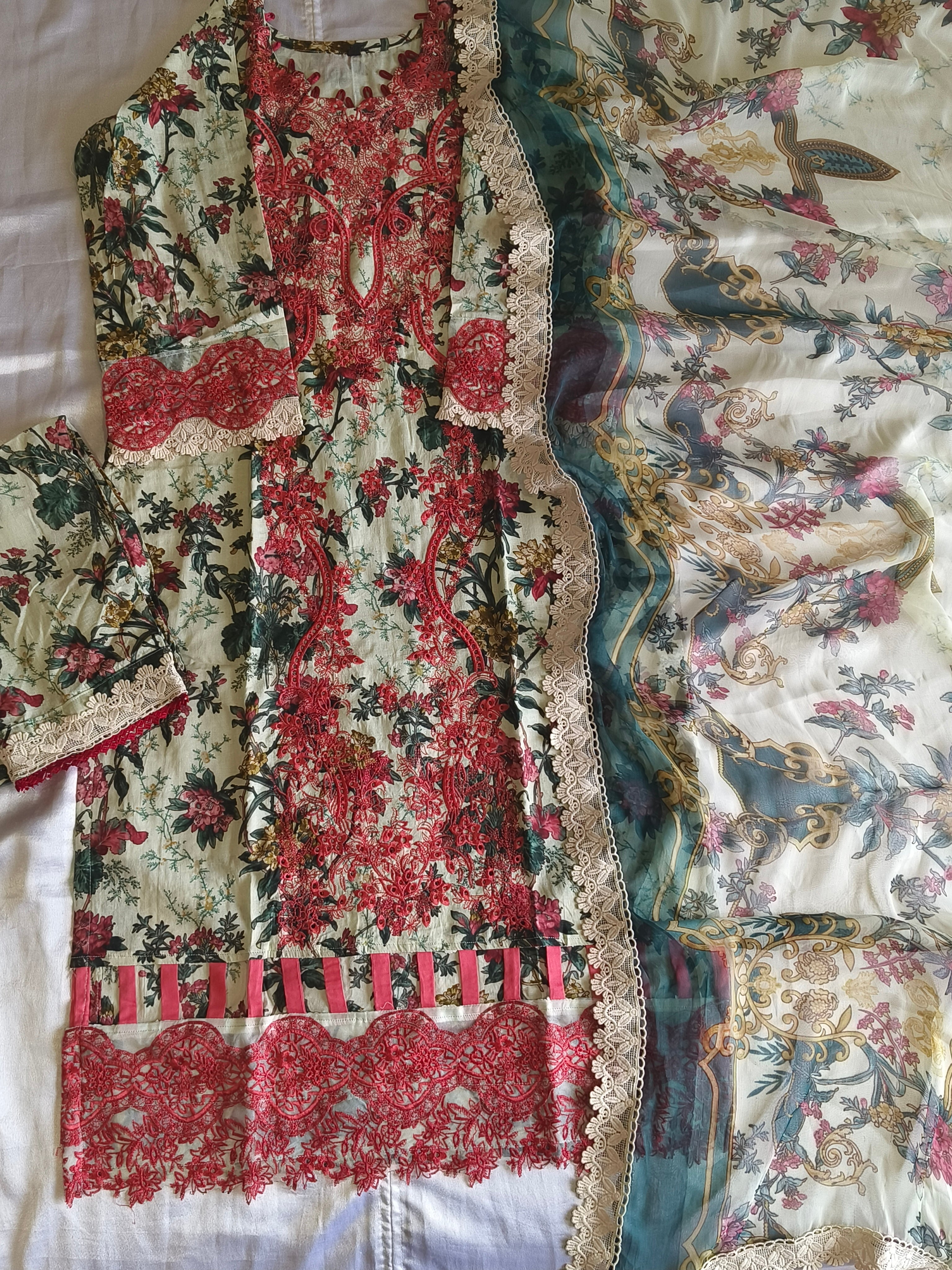 HARSHA COTTON PATCH SUIT ELAAF