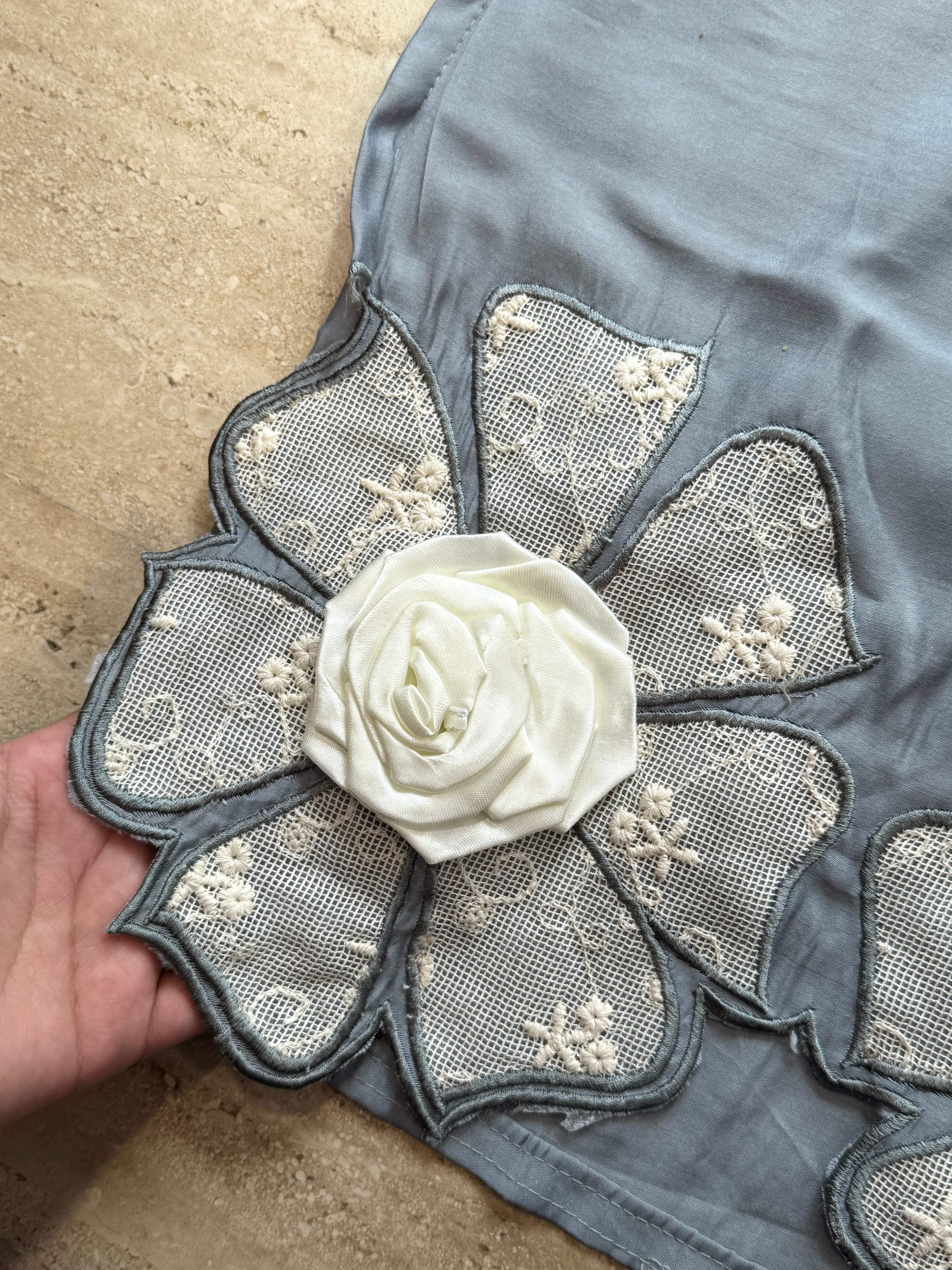 GREY MUSLIN LONG KAFTAN SUIT