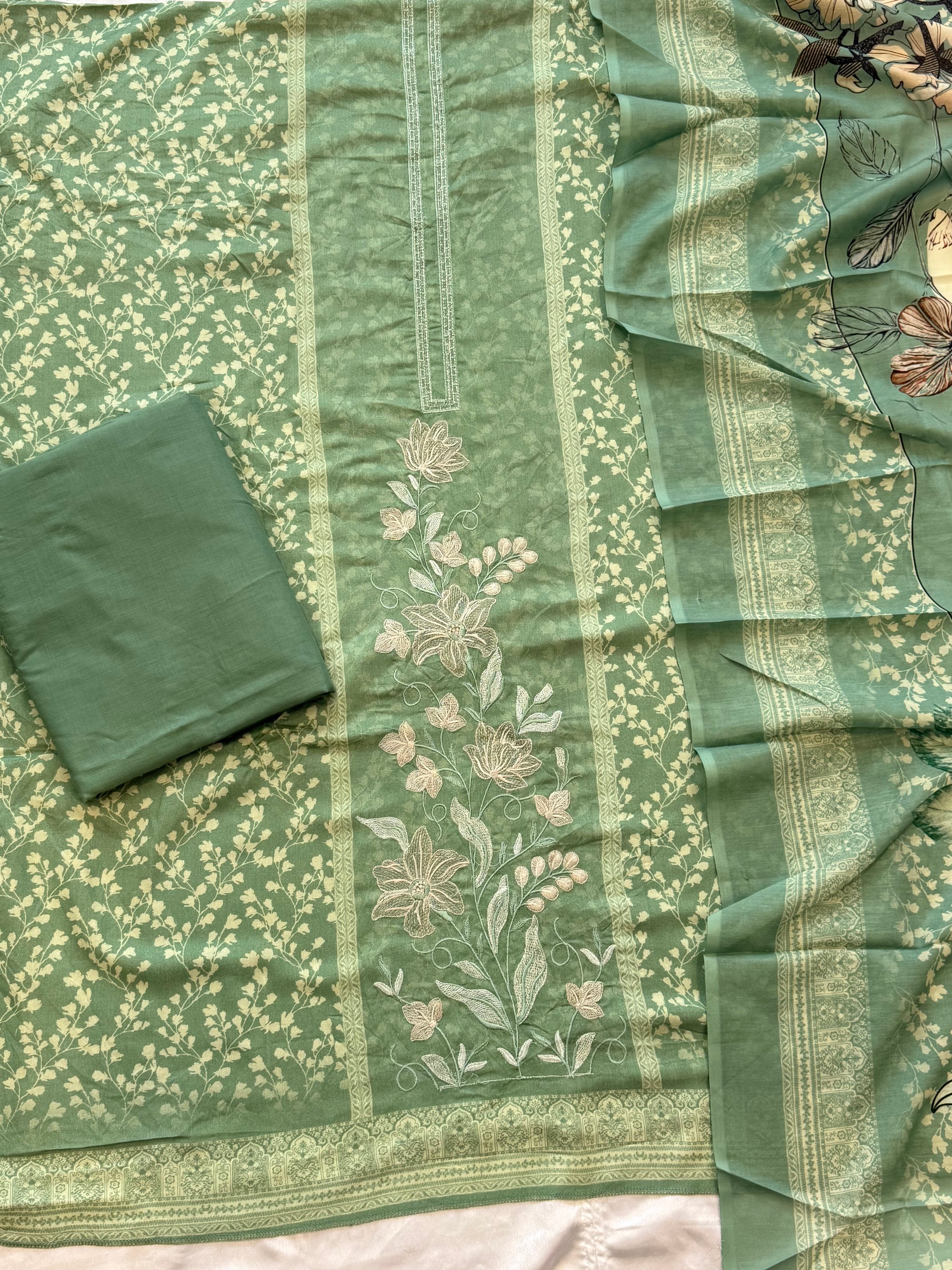 CASHMERE COTTON  EMBROIDERY SUIT 1 Q