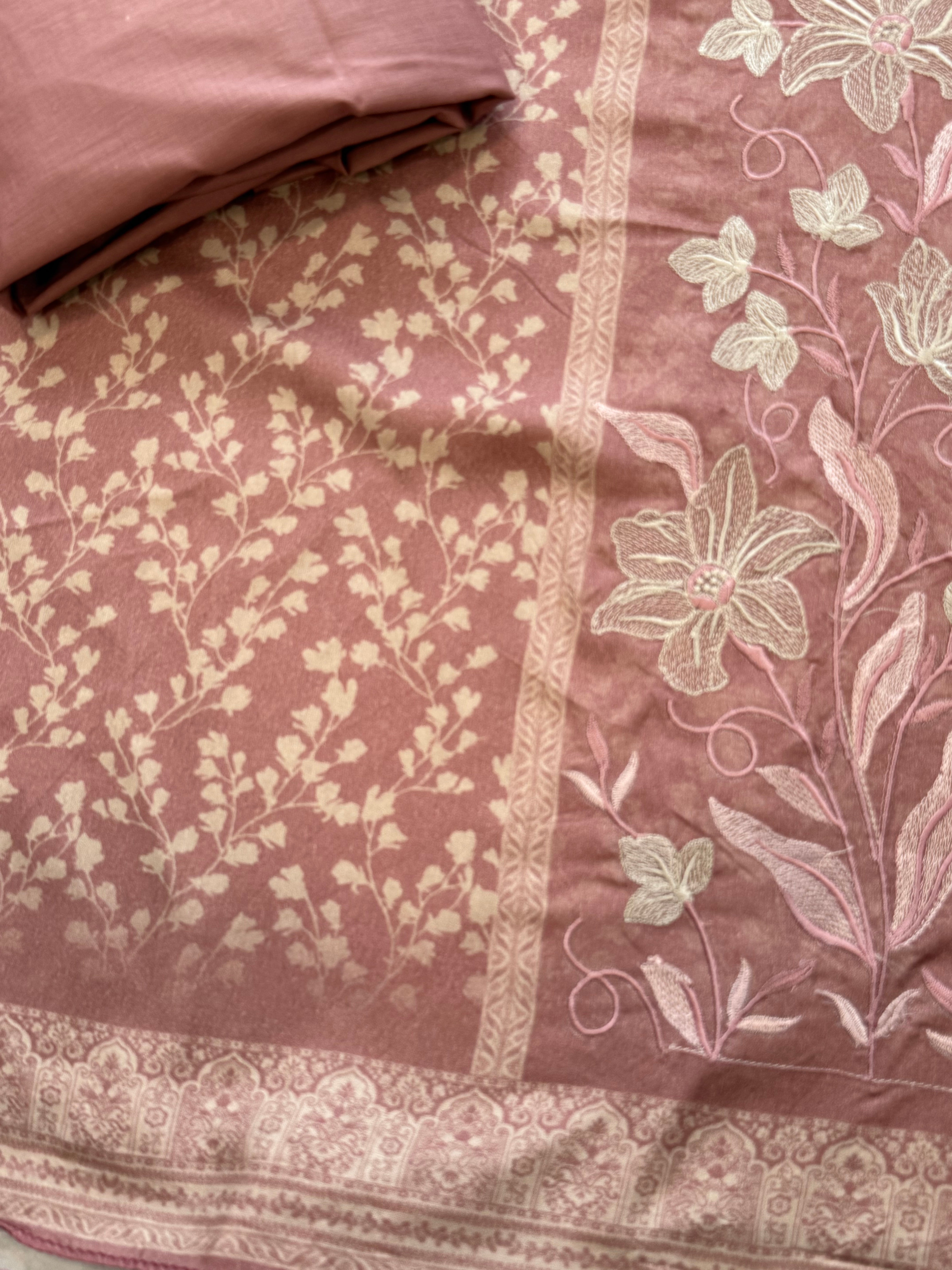 CASHMERE COTTON  EMBROIDERY SUIT 4 Q