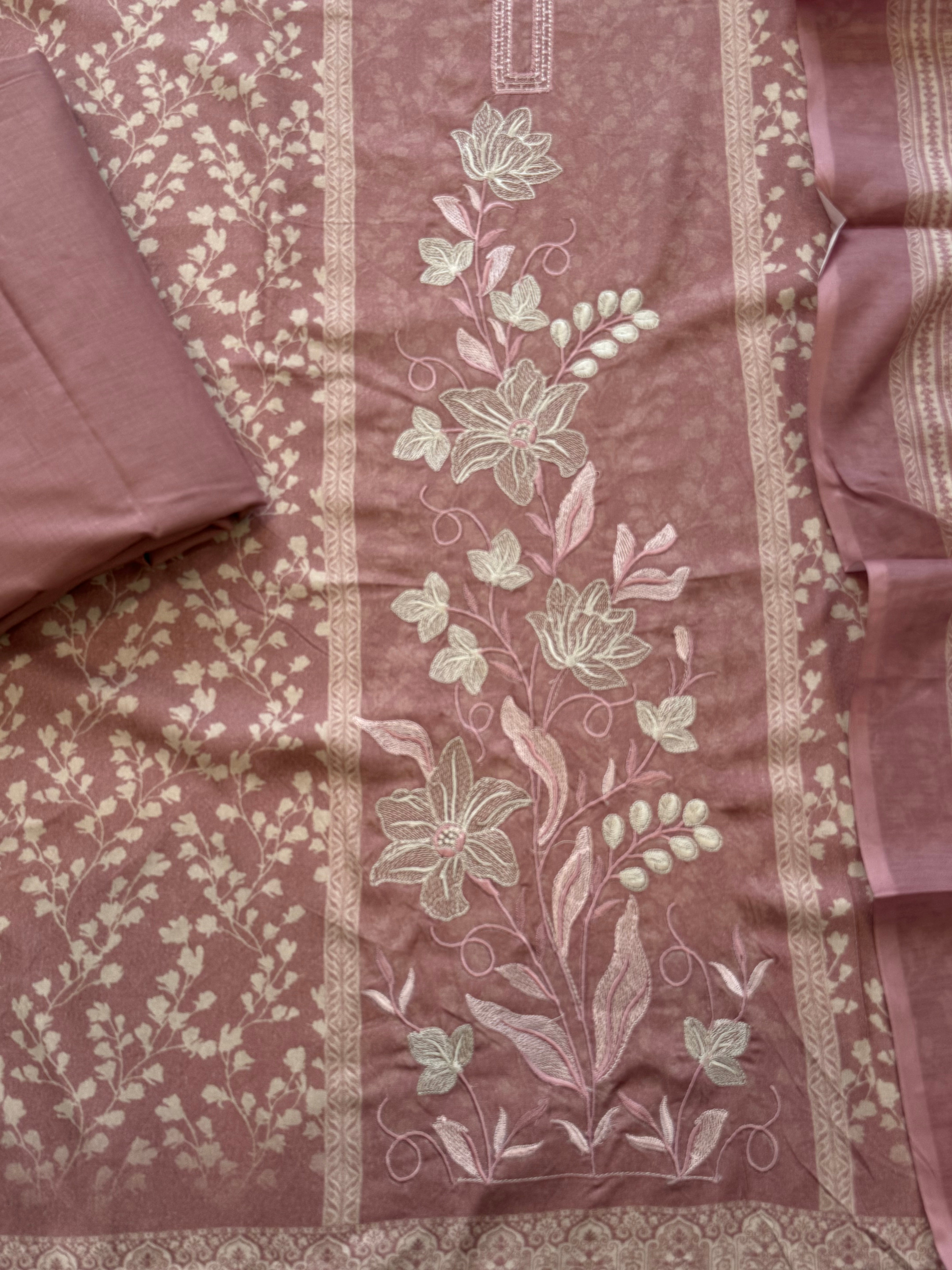 CASHMERE COTTON  EMBROIDERY SUIT 4 Q